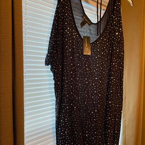 INC black sequins Sleeveless top. The sequence is silver.